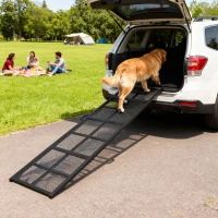 PawHut Dog Car Ramp,  Extra Long And Wide, Non-Slip Surface, Folding Portable Pet Ramp For Large, Small & Senior Dogs (Option: Black)